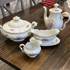 Elegant Floral Porcelain Serveware Set